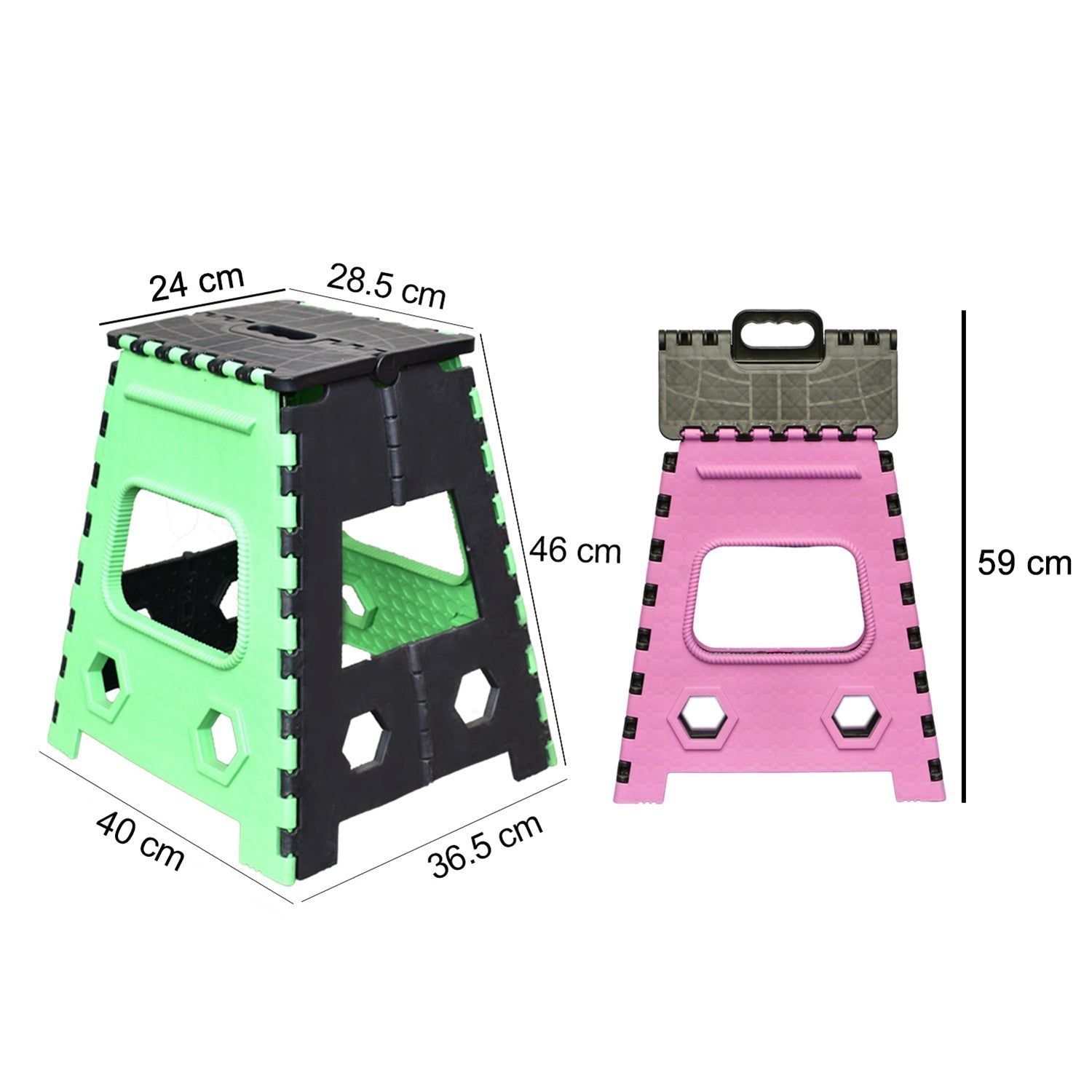 Sturdy 18-inch folding stool for adults and children, ideal for kitchen stepping. Sturdy 18-inch folding stool for adults and children, ideal for kitchen stepping.